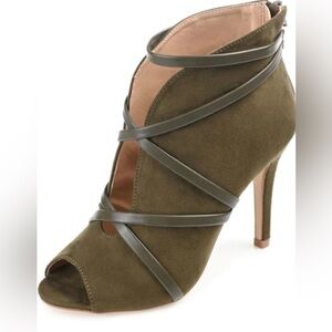 Olive Green Strappy Heeled Sandals